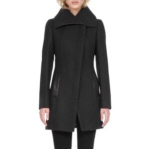 Soia & Kyo Jana Asymmetrical Wool Blend Coat Charcoal Grey Sz XL